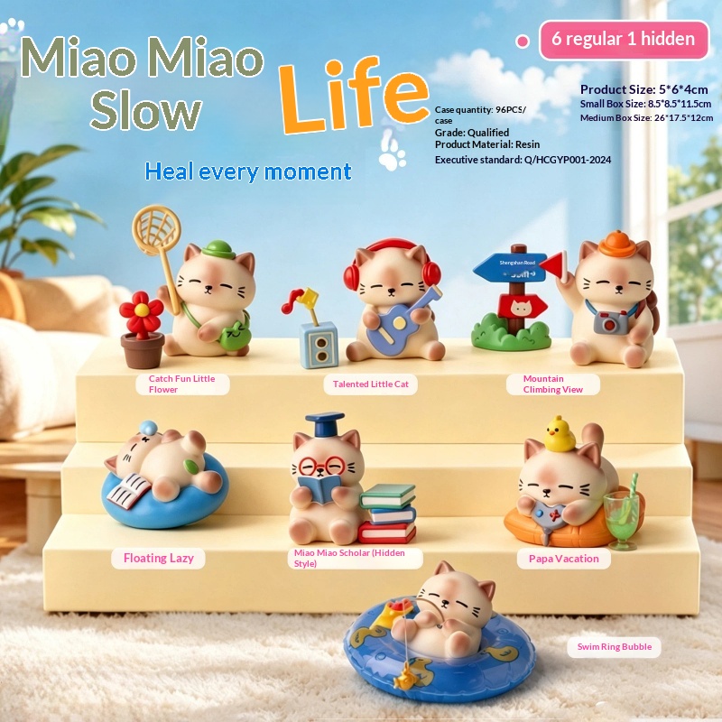Desk Setup Design - Cat Leisurely Life Blind Box Cartoon