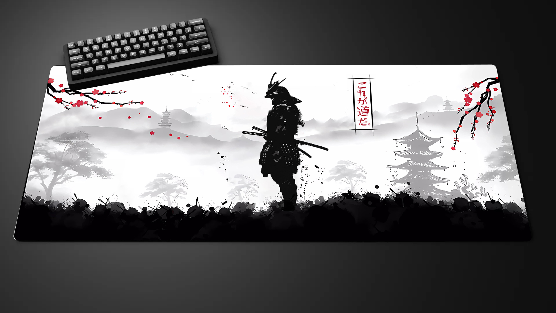 Desk Setup For Office - Mousepad Japanese Sakura Samurai Desk Accessories