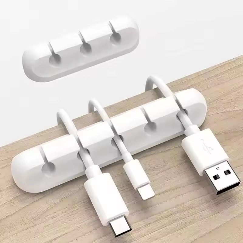 Desk Setup Organization - Silicone USB Cable Clip Winder Organizer