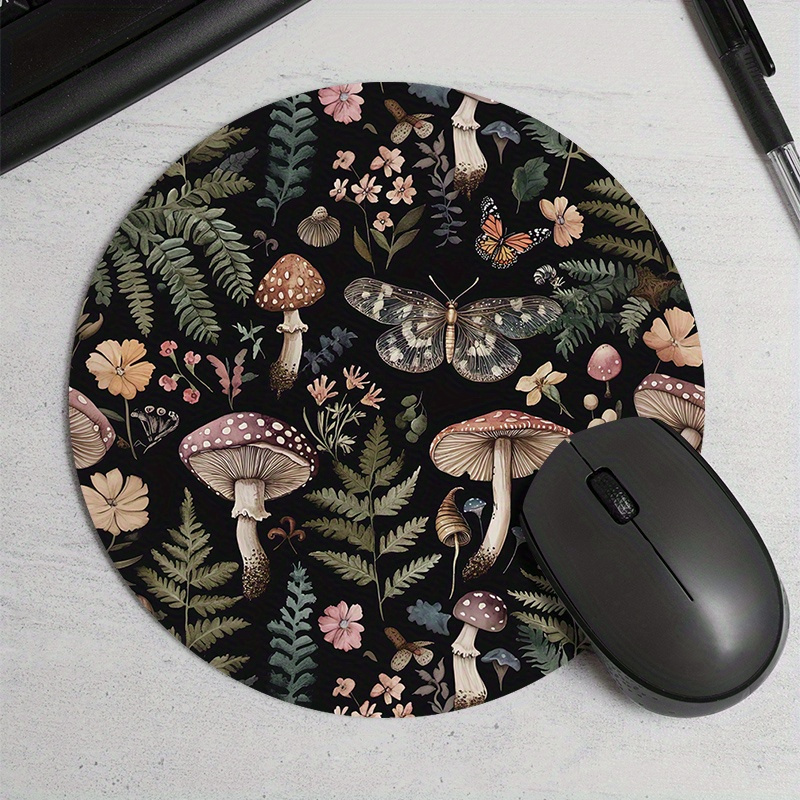 Desk Setup For Office - Round Forest Plant Mouse Pad Rubber
