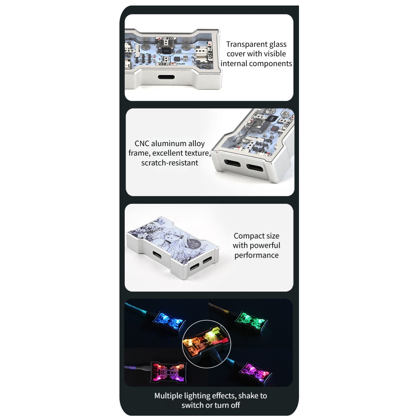 RGB USB Hub 2 Input 3 Output A - Desk Setup Usb Hub reseña y precio