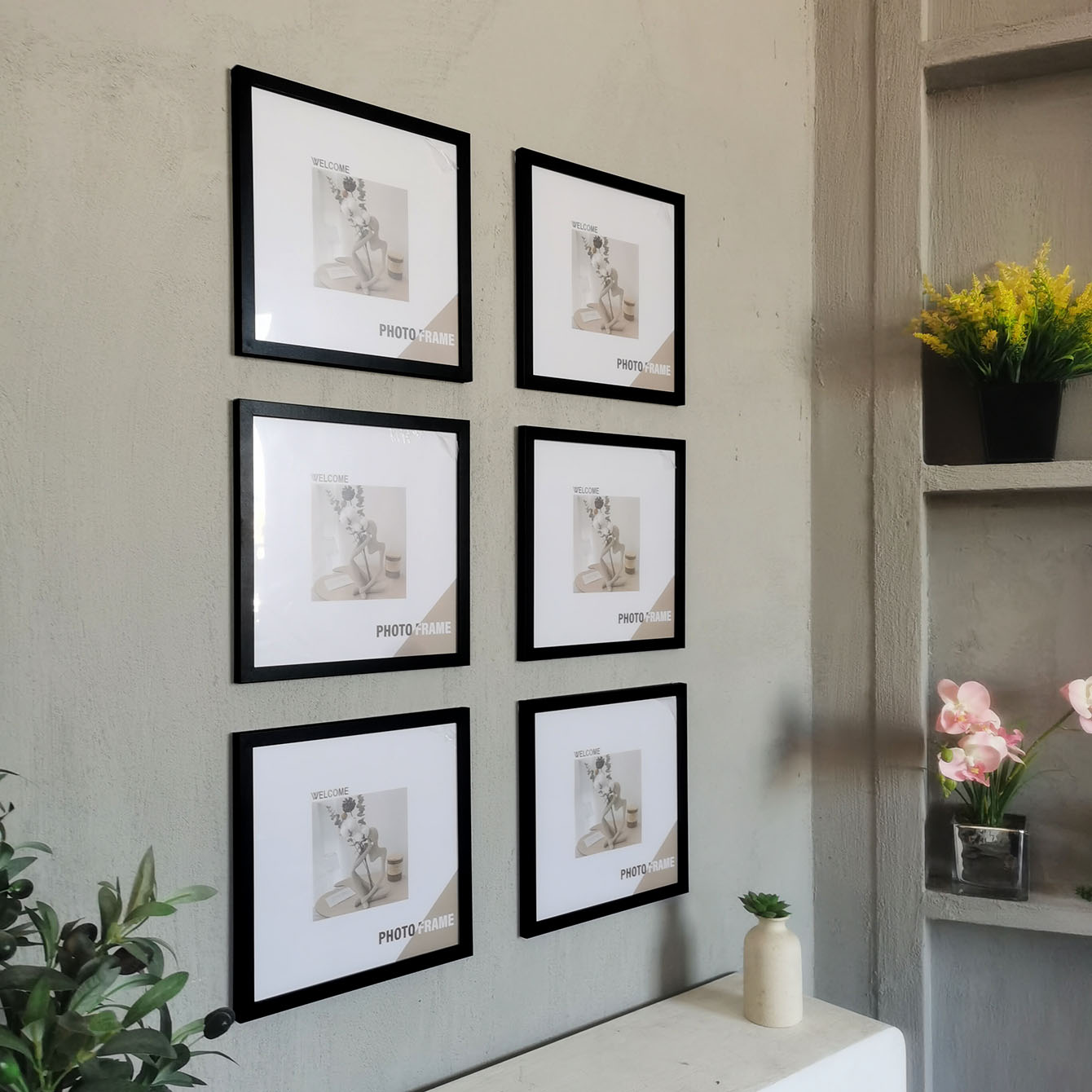 3Pcs Wood Square Photo Frames  - Desk Setup Photo reseña y precio