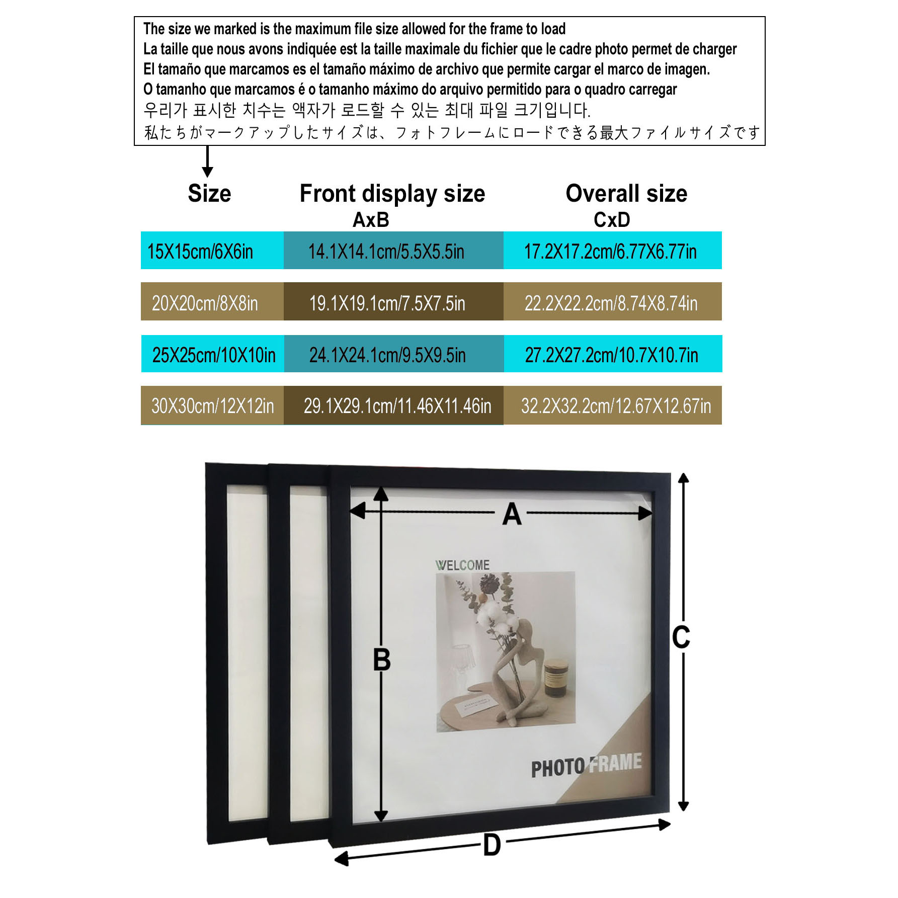 3Pcs Wood Square Photo Frames  - Desk Setup Photo reseña y precio