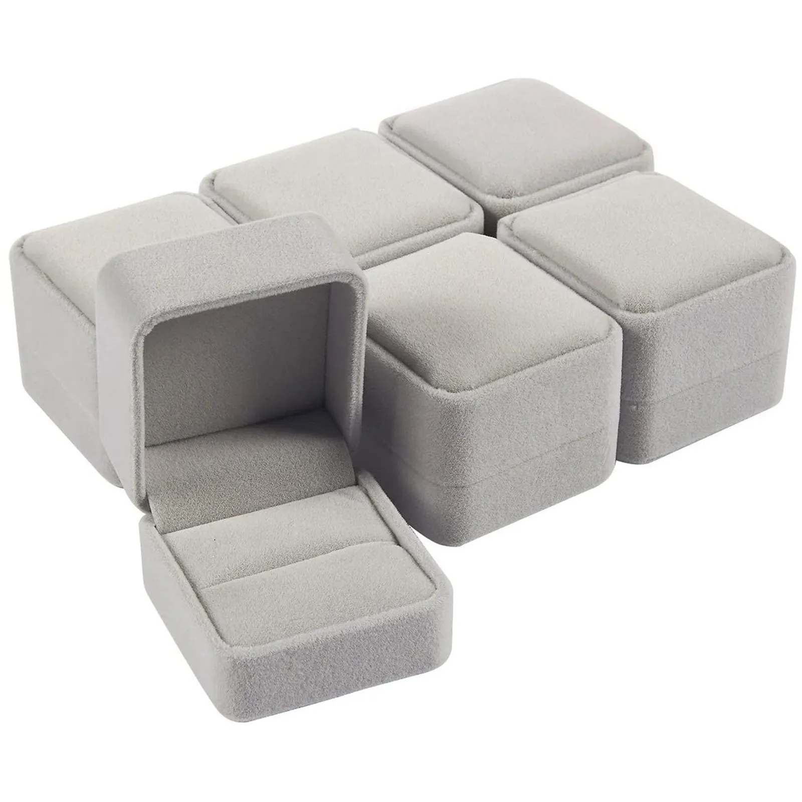 6PCS Square Velvet Ring Box Ri - Ring Binder Box reseña y precio