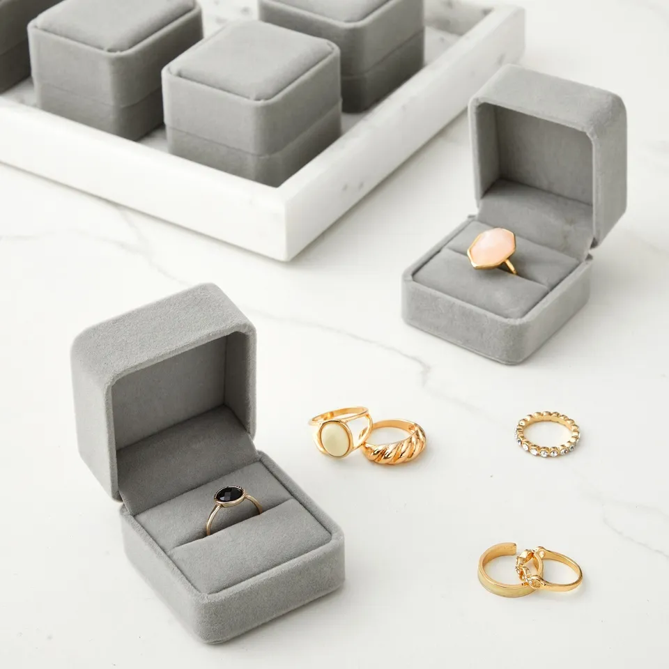 6PCS Square Velvet Ring Box Ri - Ring Binder Box reseña y precio