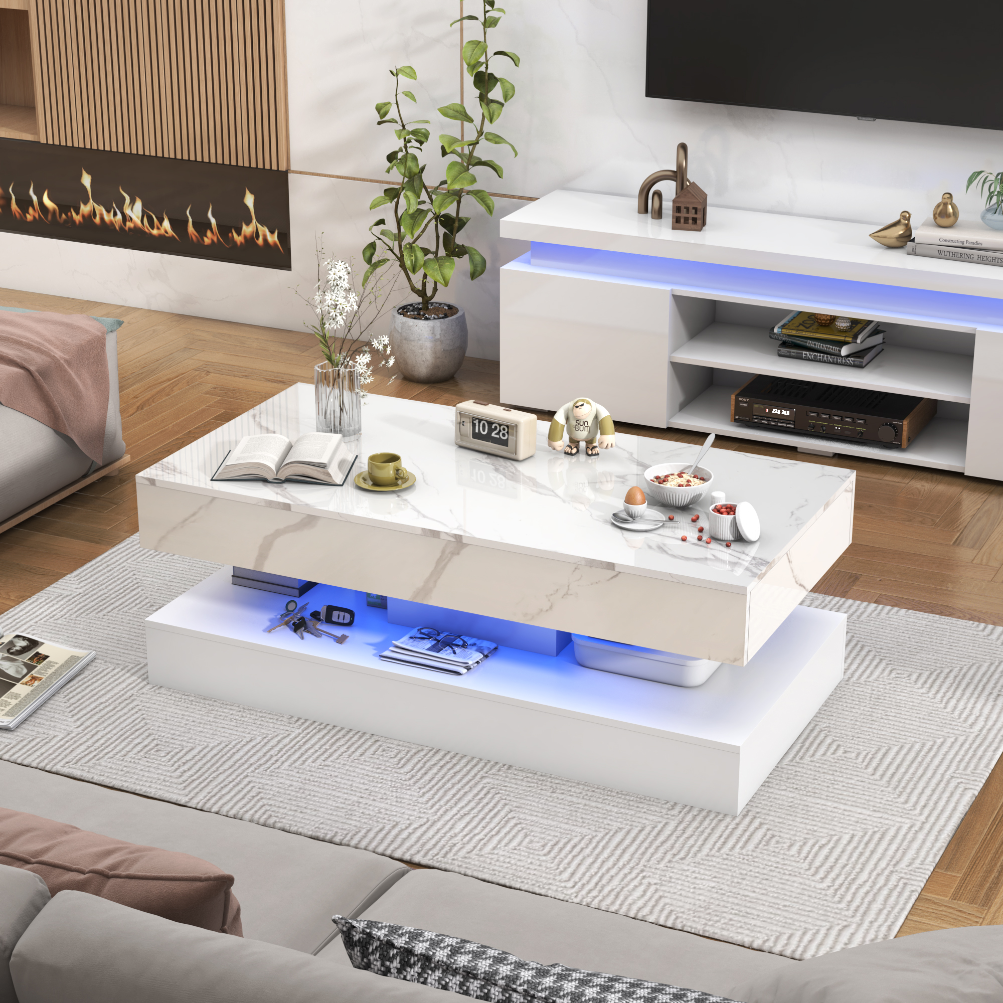 Modern Stylish Coffee Table wi - Desk Setup Design reseña y precio