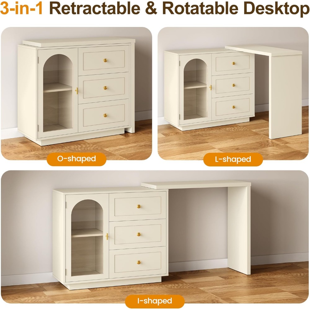 59” Large Makeup Vanity Desk,  - Desk Setup Beige reseña y precio