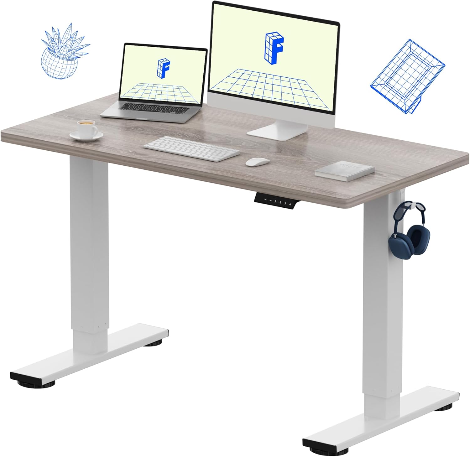 One-Piece Electric Height Adju - Desk Setup In Office reseña y precio
