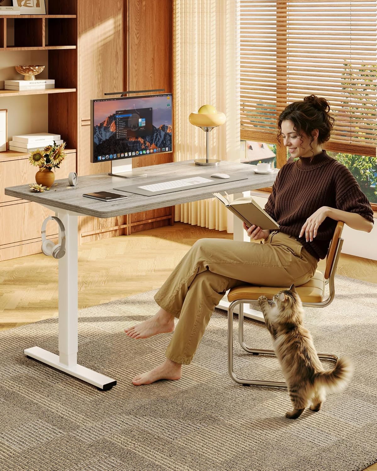 One-Piece Electric Height Adju - Desk Setup In Office reseña y precio