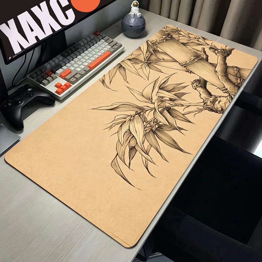 HYBXAXC Bamboo Line Art Mouse  - Desk Setup Beige reseña y precio
