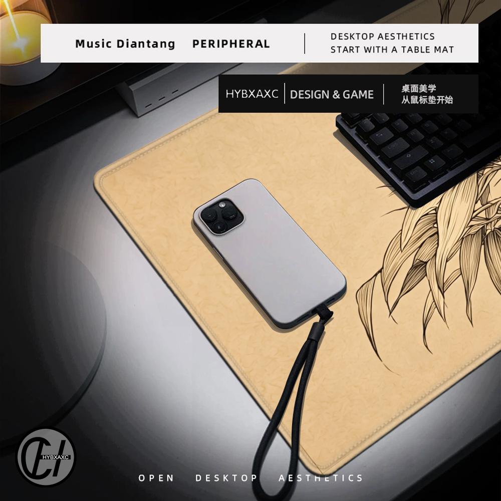 HYBXAXC Bamboo Line Art Mouse  - Desk Setup Beige reseña y precio