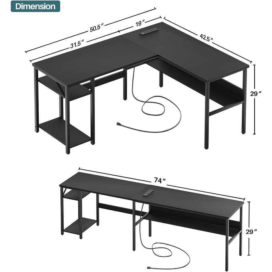 Reversible L Shaped Desk with  - Desk Setup For Office reseña y precio