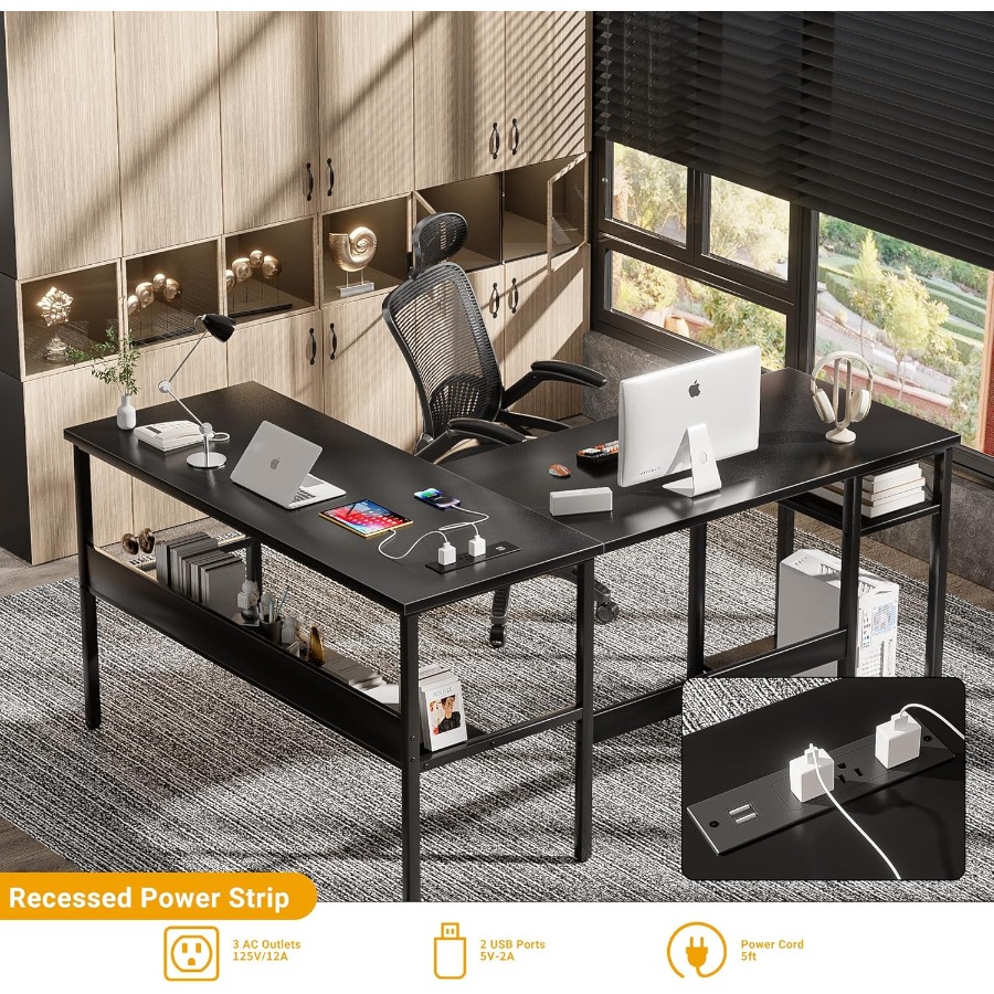Reversible L Shaped Desk with  - Desk Setup For Office reseña y precio