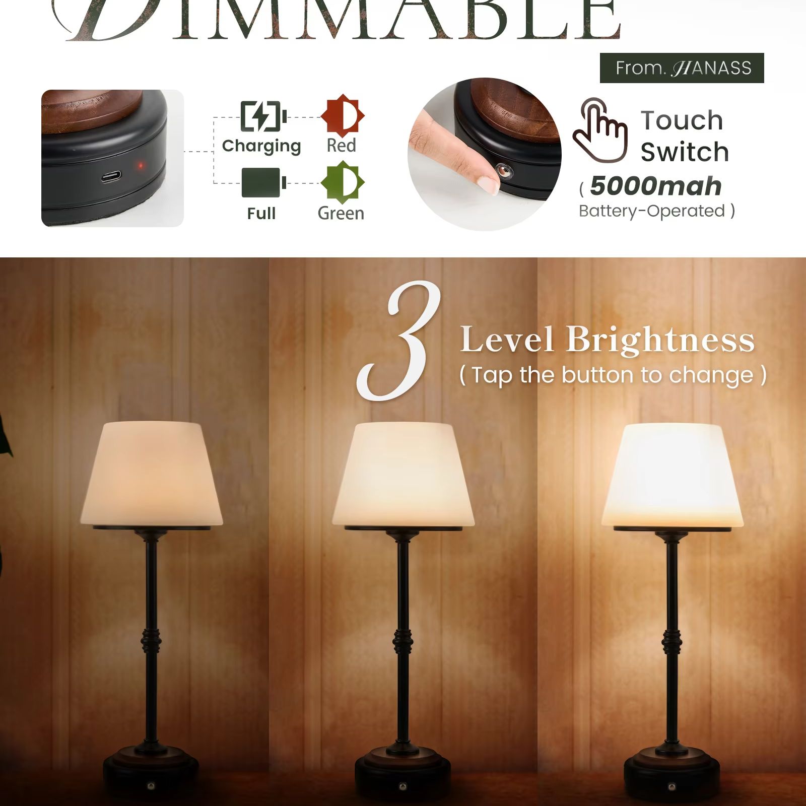Cordless Table Lamps Set of  5 - Desk Setup Desk reseña y precio