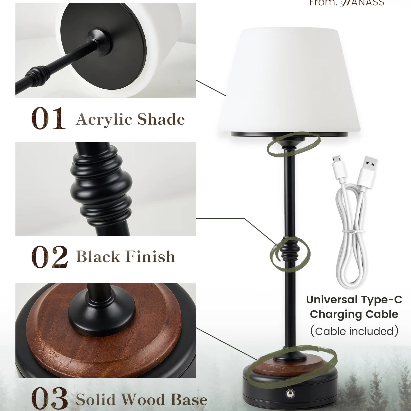Cordless Table Lamps Set of  5 - Desk Setup Desk reseña y precio