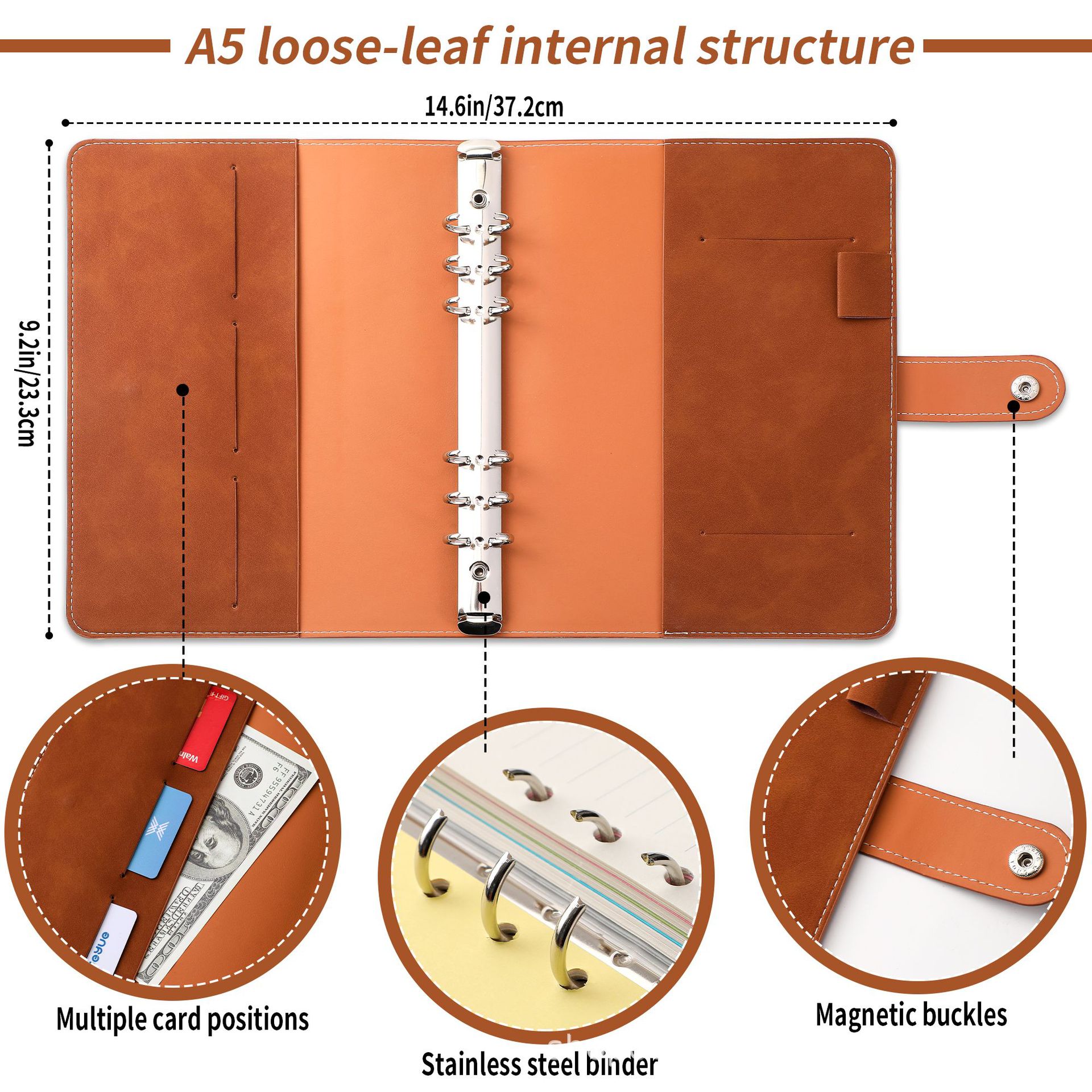 A5 Soft PU Leather Notebook Bi - Ring Binder Box reseña y precio