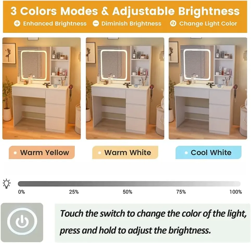 Make Up Vanity Desk with Charg - Desk Setup Charging Station reseña y precio