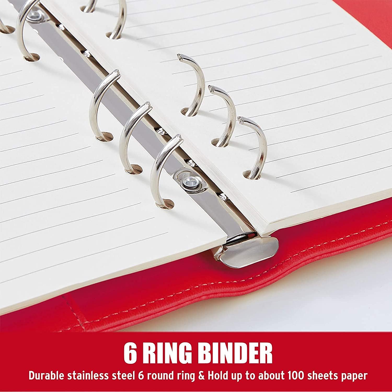 A6 PU Leather 6 Ring Refillabl - Ring Binder Box reseña y precio