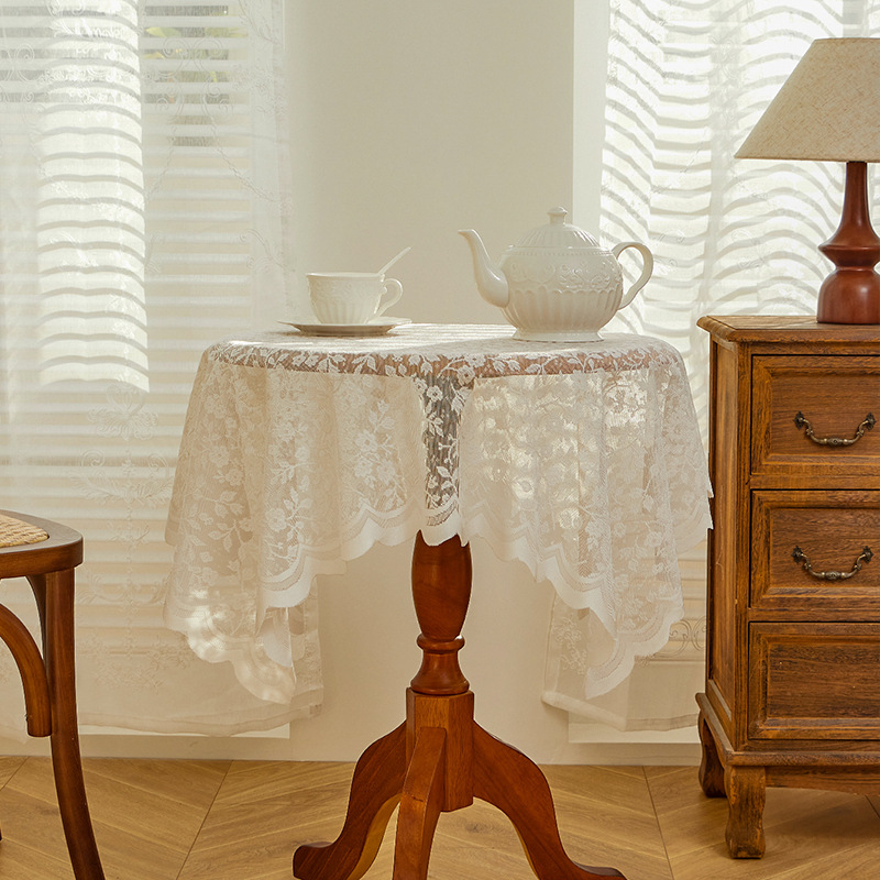 White lace tablecloth, vintage - Desk Setup Vintage reseña y precio