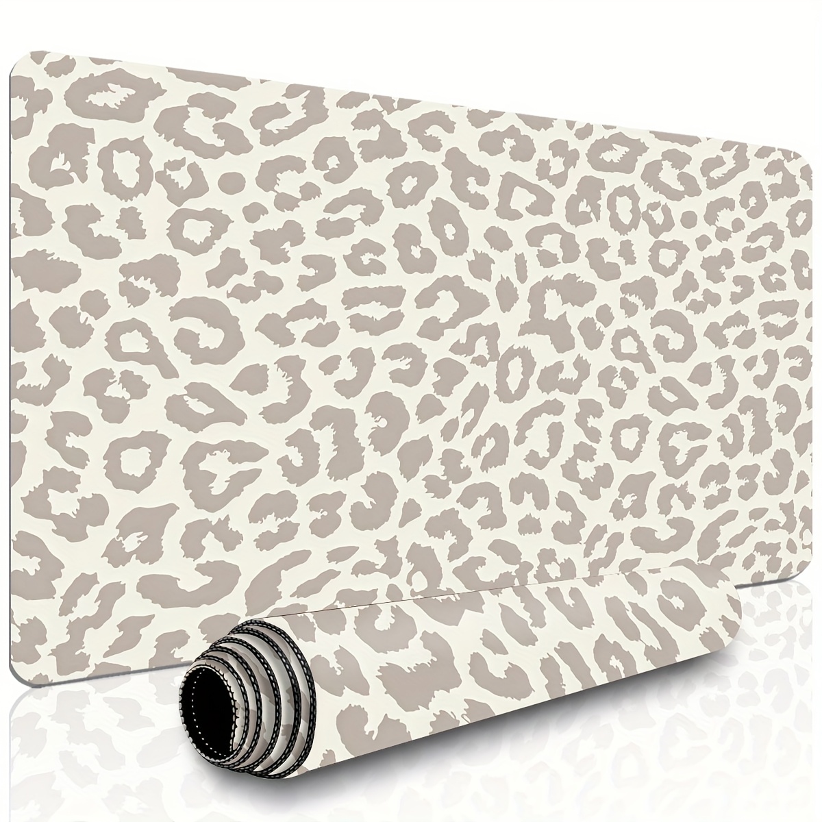 Beige Leopard Print Extended M - Desk Setup Beige reseña y precio