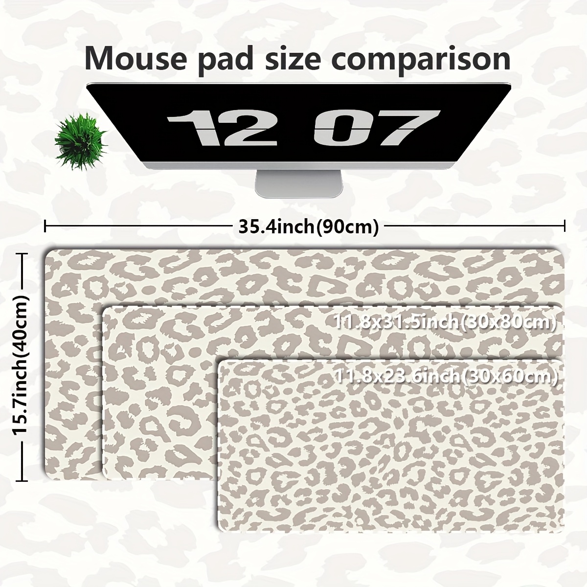 Beige Leopard Print Extended M - Desk Setup Beige reseña y precio