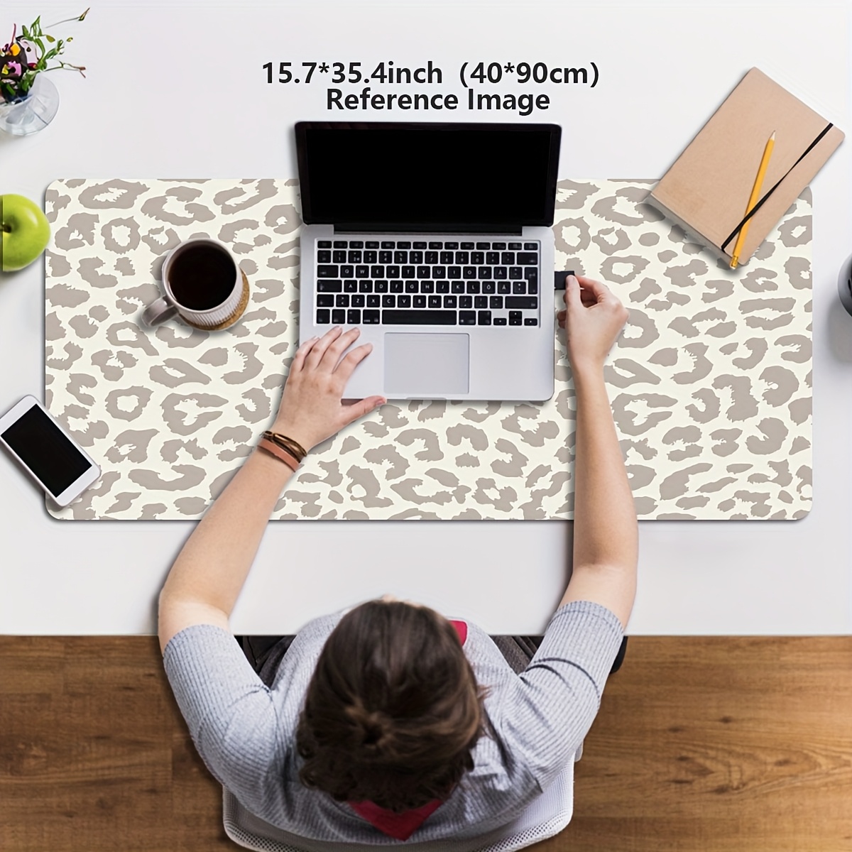 Beige Leopard Print Extended M - Desk Setup Beige reseña y precio