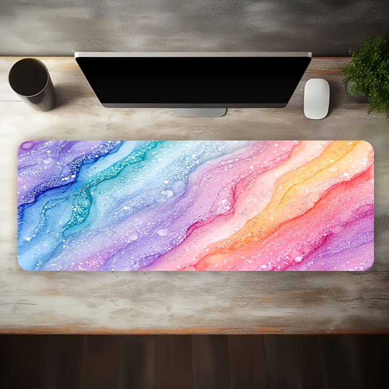 Vibrant Rainbow Glitter Marble - Desk Setup For Office reseña y precio