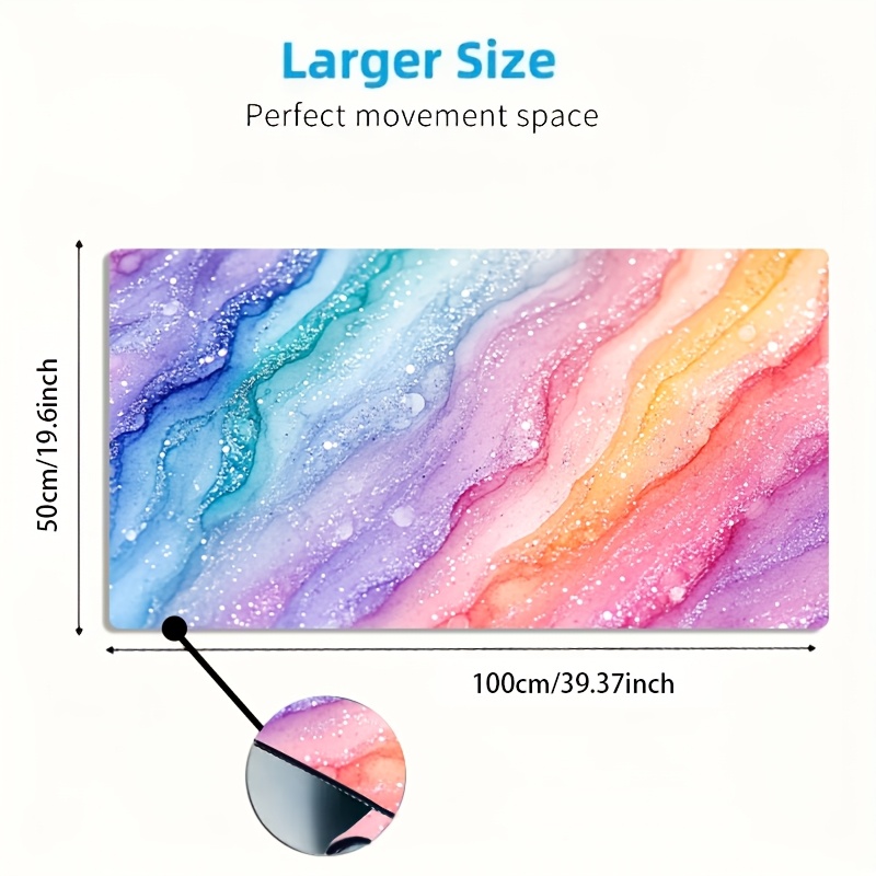 Vibrant Rainbow Glitter Marble - Desk Setup For Office reseña y precio