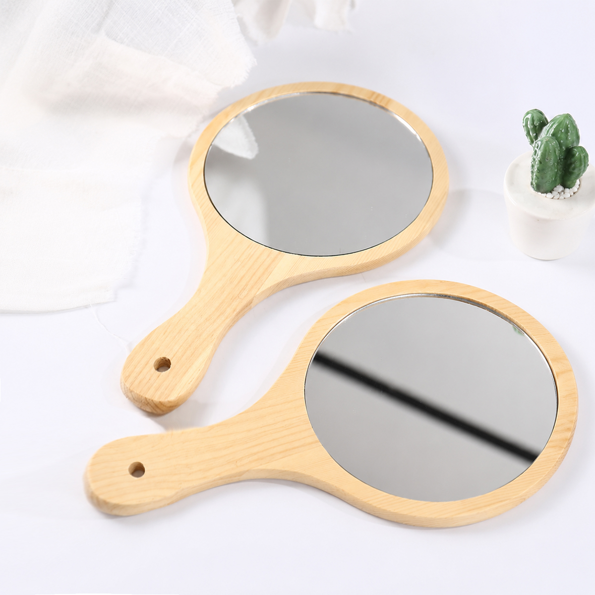 1pc Natural Wood Mirror Wooden - Desk Setup Vintage reseña y precio