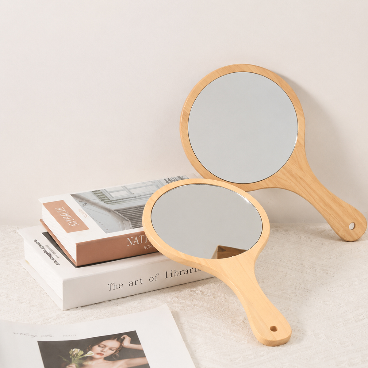 1pc Natural Wood Mirror Wooden - Desk Setup Vintage reseña y precio