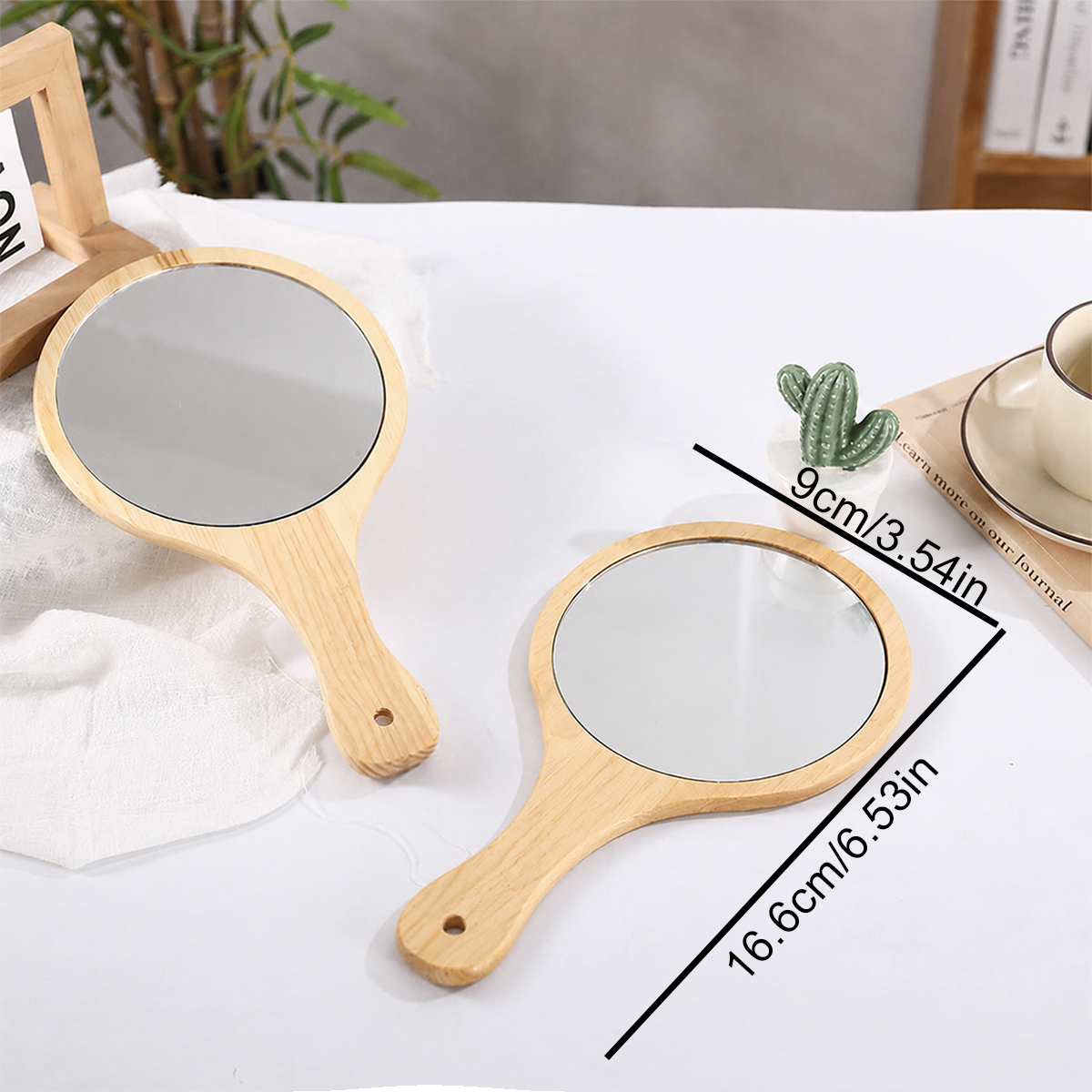 1pc Natural Wood Mirror Wooden - Desk Setup Vintage reseña y precio