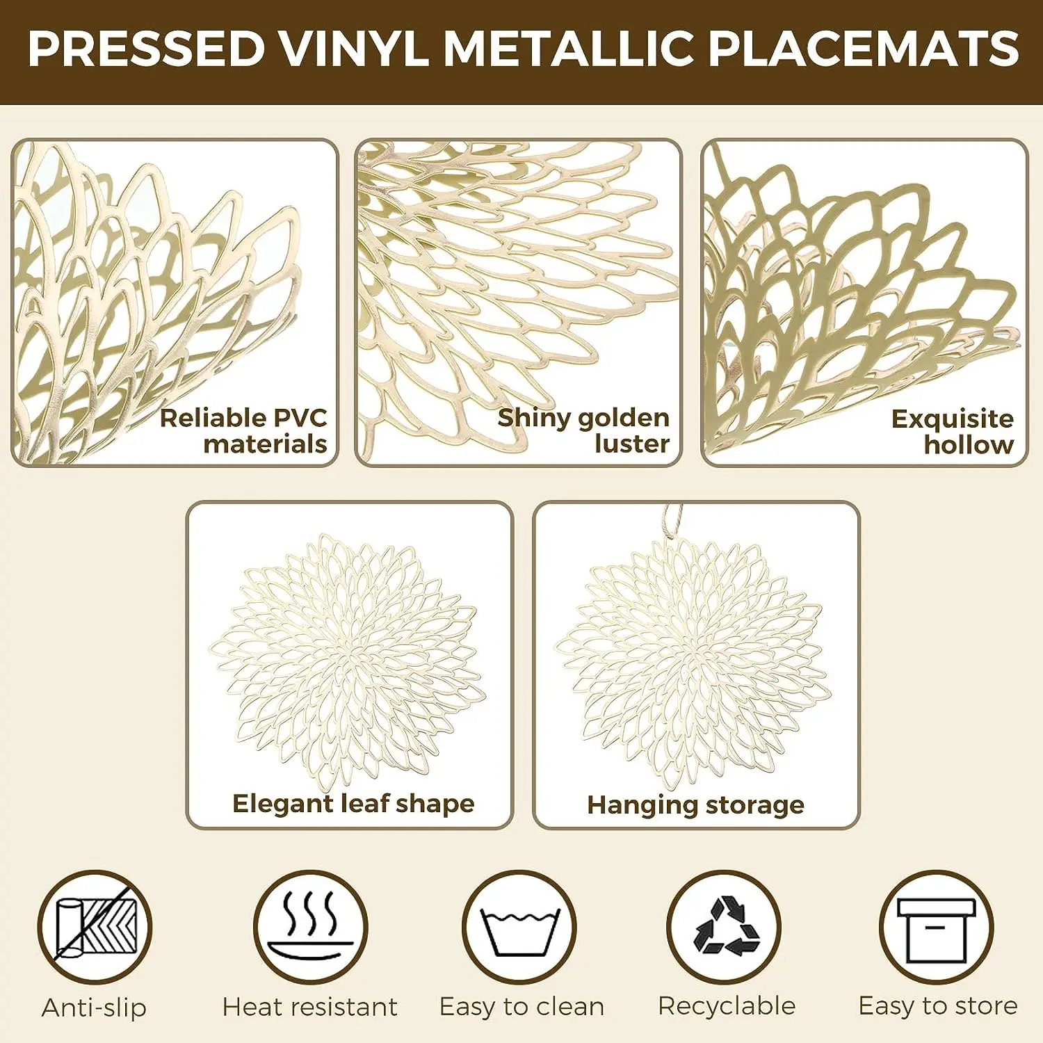 Set of 4 Metallic Placemats Se - Desk Setup Design reseña y precio