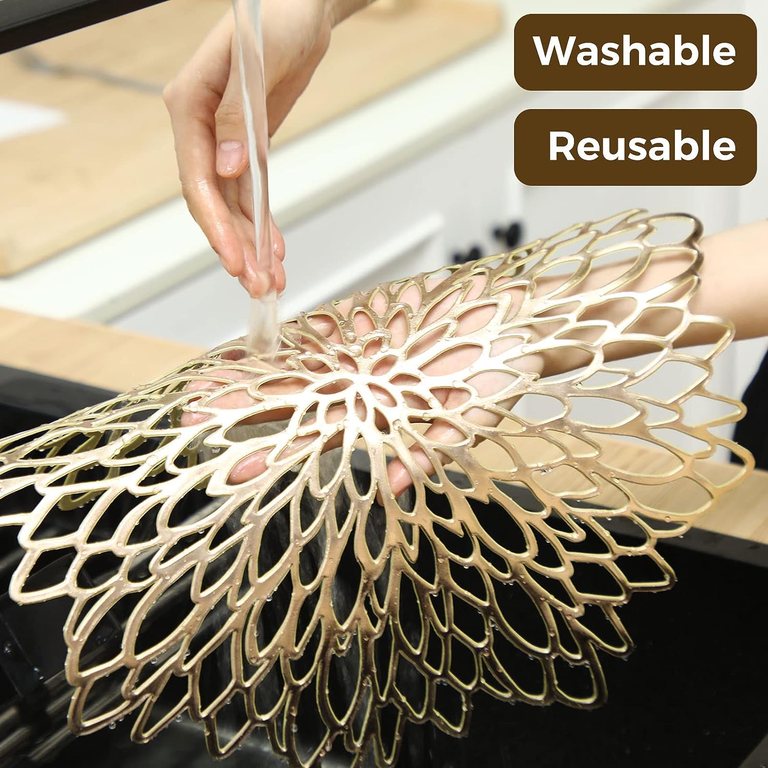 Set of 4 Metallic Placemats Se - Desk Setup Design reseña y precio
