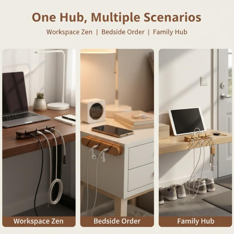 Solid Wood Cable Organizer Hol - Headphone Hook Under reseña y precio