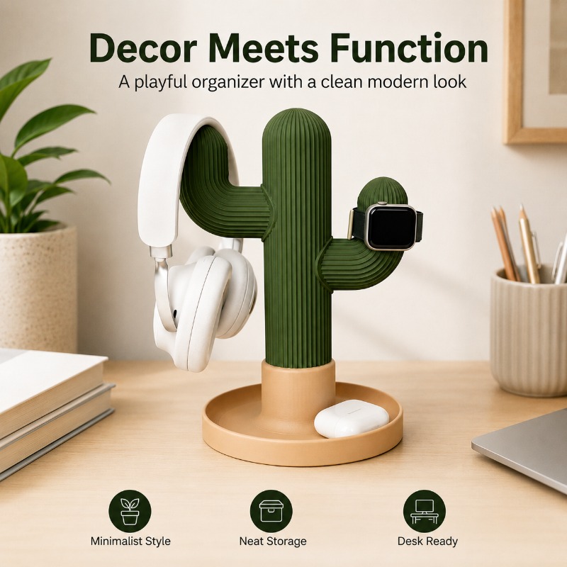Minimalist Cactus Headset Stan - Desk Setup Organization reseña y precio
