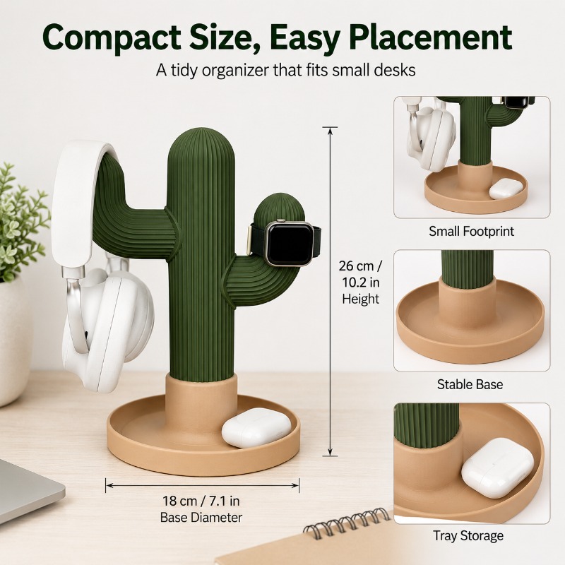 Minimalist Cactus Headset Stan - Desk Setup Organization reseña y precio
